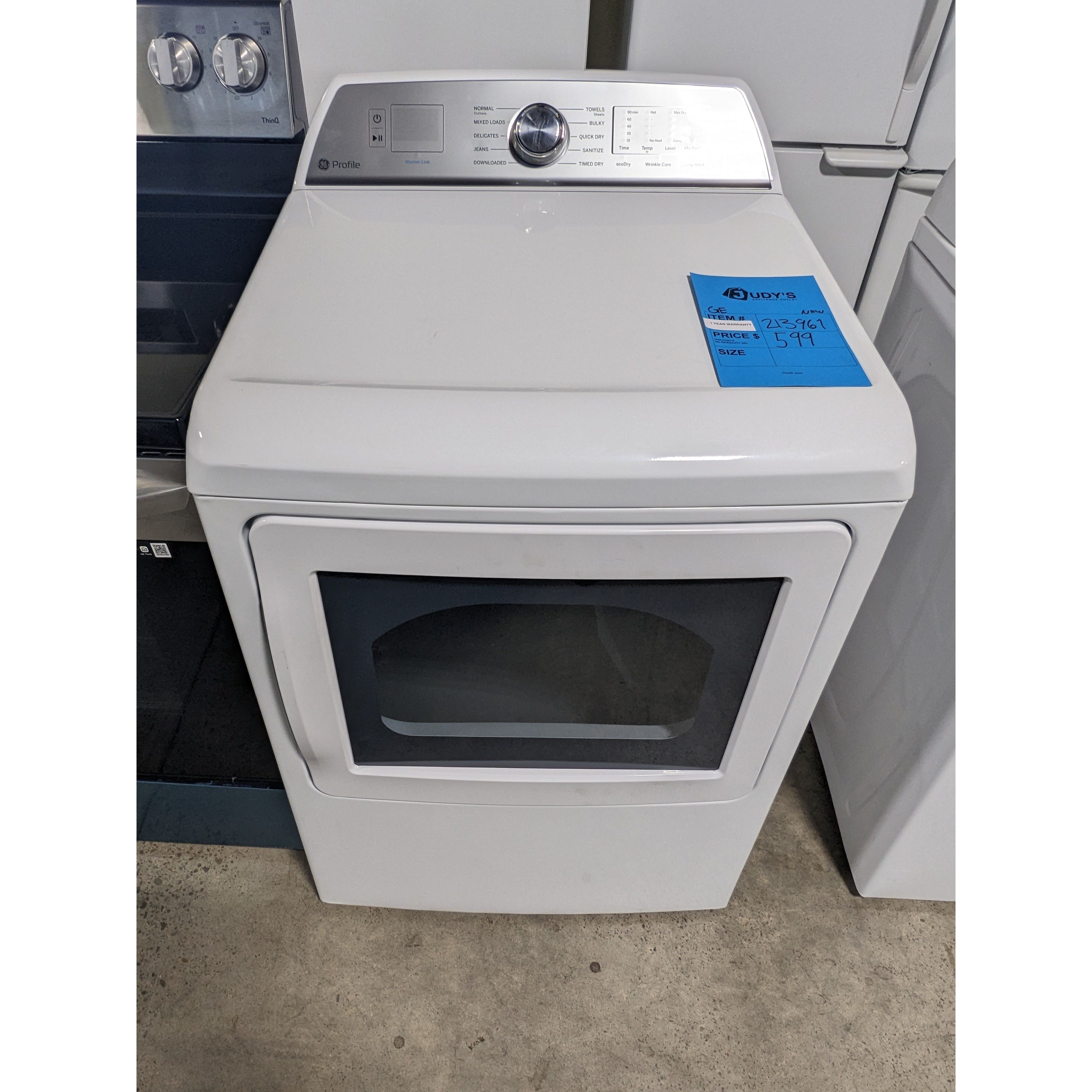 213961NEWWhiteGEFRONT LOADDryer Judy's Appliance Outlet