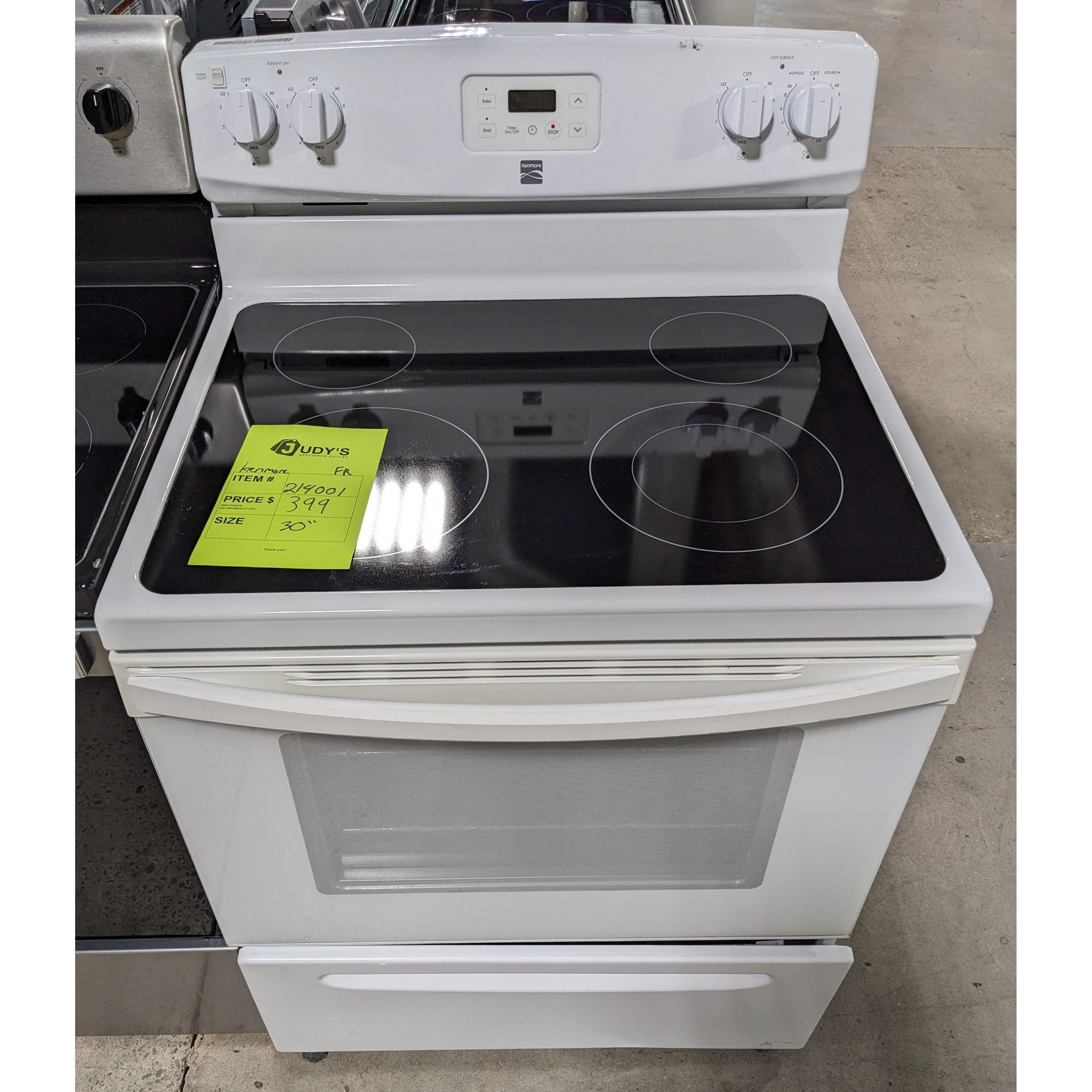 214001WhiteWhirlpoolGlass TopFreestanding Range Judy's Appliance