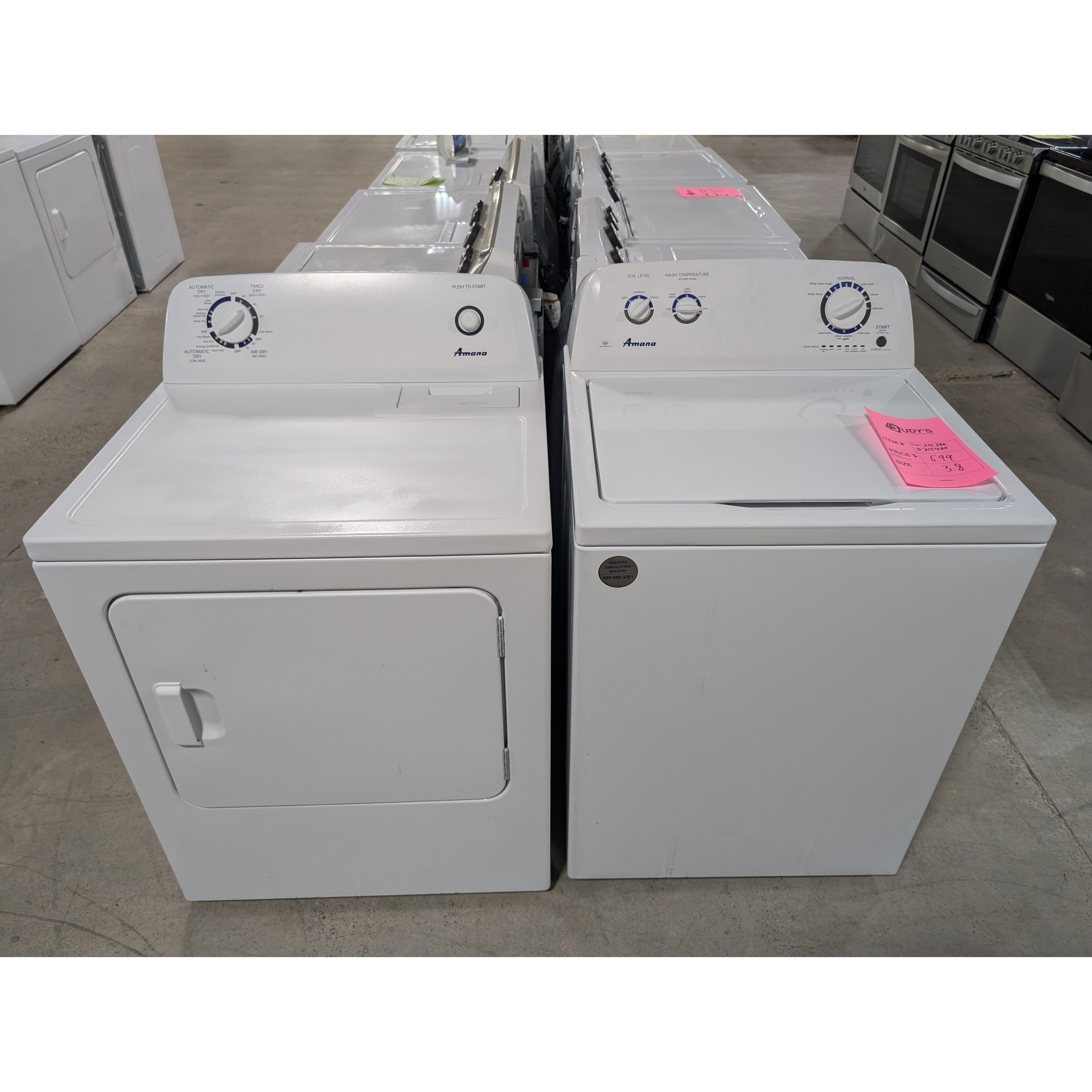 215390WhiteAmanaTOP LOADLaundry Set Judy's Appliance Outlet