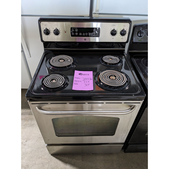 214536-Stainless-GE-Coil Top-Freestanding Range