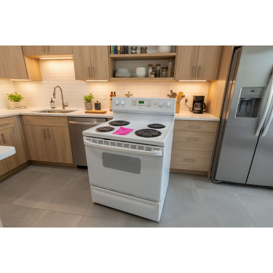 22306-White-Hotpoint-Coil Top-Freestanding Range