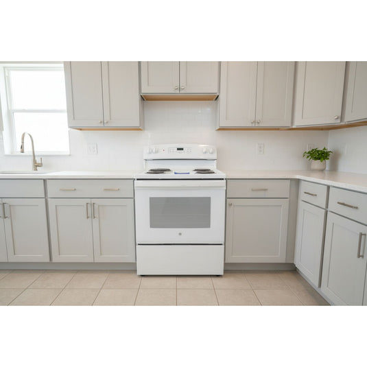 22412-White-GE-Coil Top-Freestanding Range