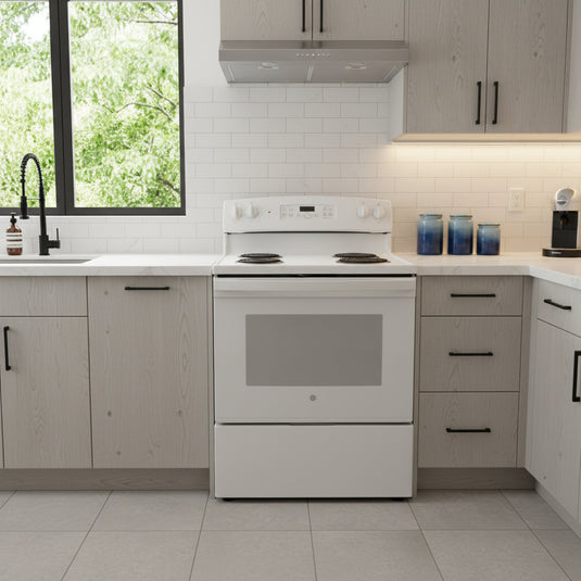 22683-White-GE-Coil Top-Freestanding Range