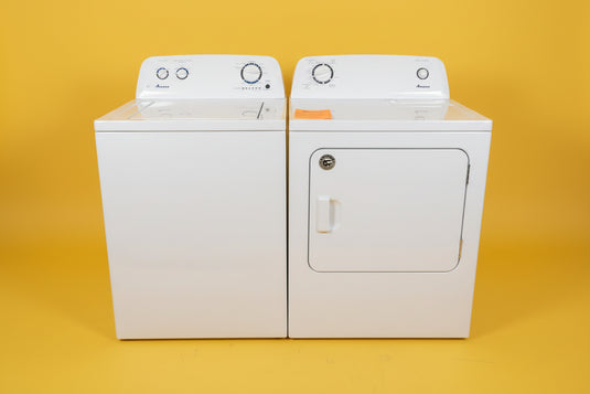 Lightly Used Amana White Top Load Washer & Dryer Laundry Set