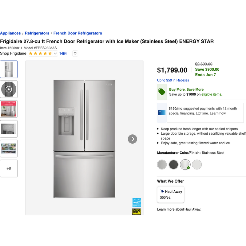 Load image into Gallery viewer, 212911-NEW-Stainless-Frigidaire-3D-Refrigerator
