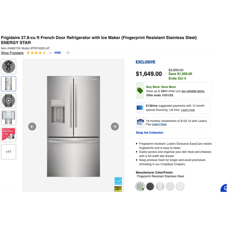 Load image into Gallery viewer, 212563-NEW-Stainless-Frigidaire-3D-Refrigerator
