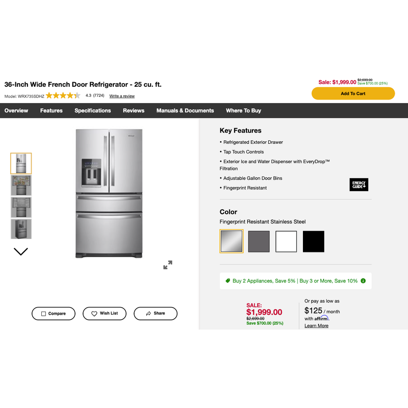 Load image into Gallery viewer, 213194-NEW-Stainless-Whirlpool-4D-Refrigerator
