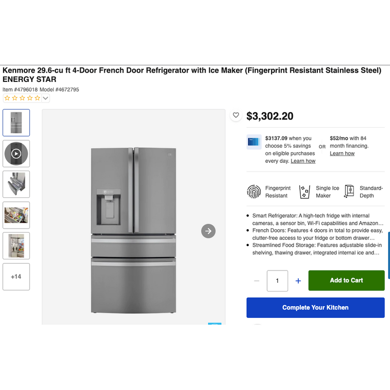 Load image into Gallery viewer, 212878-NEW-Stainless-Kenmore-4D-Refrigerator
