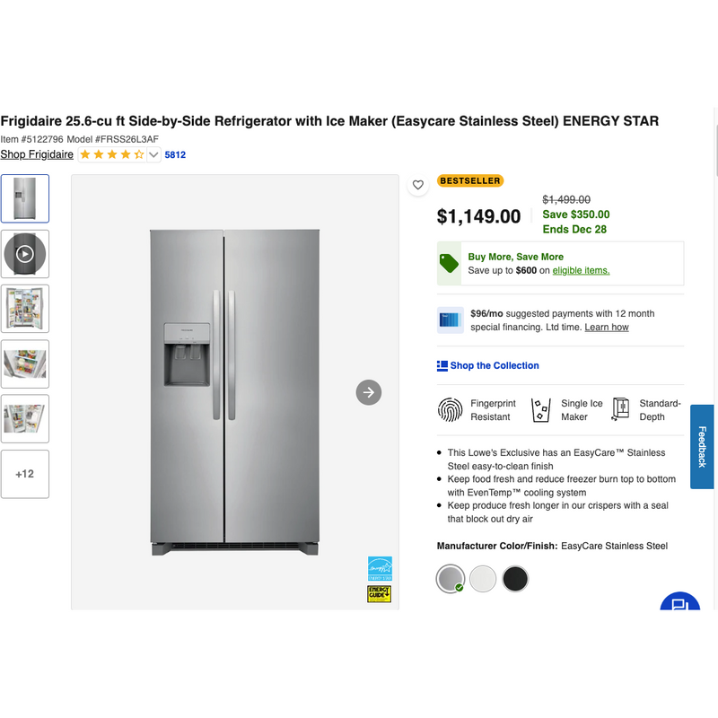 Load image into Gallery viewer, 212750-NEW-Stainless-Frigidaire-SXS-Refrigerator
